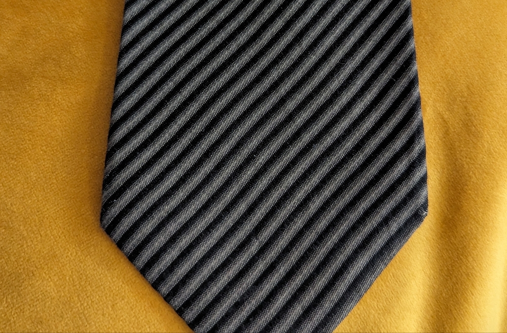 Hugo Boss Men's Striped Tie Black and Grey